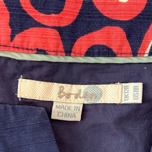 Boden Women Sheath Colorful Geometric Dress US 8R  Pink Blue Sleeveless Cotton - Picture 12 of 13